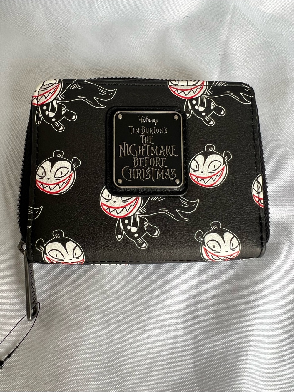 Loungefly Black Nightmare Before Christmas Zip Wallet with White & Red Faces